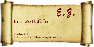 Erl Zoltán névjegykártya