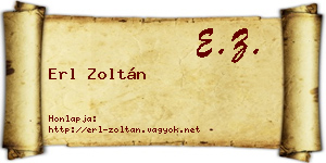 Erl Zoltán névjegykártya